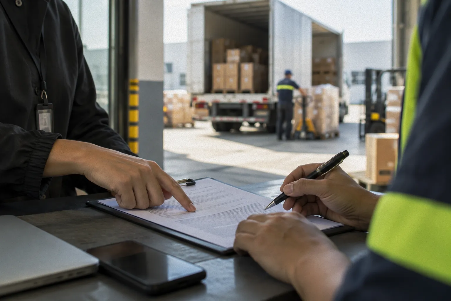 Assinatura de contrato em depósito logístico